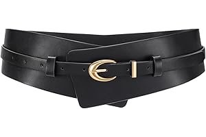 WHIPPY Wide Waist Belts for Women Dresses Fashion Ladies Leather Belt 2-in-1 Wide Waistband with Skinny Belt for Suits