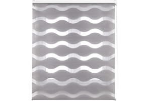 Blindecor Mediterráneo estor enrollable noche y día, color Gris plata, estor ondas 160 x 180 cm (ancho x alto). Tamaño de la tela 157 x 175 cm. Estores noche y dia elegantes