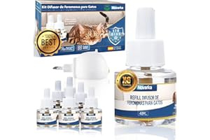 Novarka® | MEGAPACK de 2 Difusores + 6 Recambios de 48ml Extras de Feromonas para Gatos | Solución Natural de Ansiedad y Estres para Gato hasta 170 Días | Ideal para Hogares.