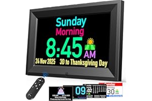 GOLOZA Dementia Clock, Day Date Digital Clock with 7'' Large Clear Digital Display, Voice Chime, Auto DST, Auto Dimmable, Alarms & Medicine & Birthday & Holiday Reminders Clocks for Seniors Elderly