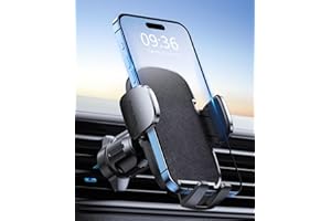 EOIWUY Support Telephone Voiture, Crochet Métallique Amélioré Grille Aération Porte Téléphone Voiture avec Bouton de Libération, Rotation 360° Compatible avec iPhone, Galaxy et Smartphones 4-7''