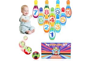 SYVORY Juego de bolos para niños, 12 unidades, incluye bolos y bolsa de transporte, juguetes para lanzar latas, mini juguetes para interior y exterior, a partir de 2, 3, 4, 5, 6 años, para niños y niñas