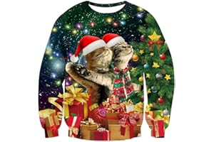 Goodstoworld Suéter Navideño 3D para Hombre Sudadera con Estampado Novedoso de Navidad Camiseta para Adolescente Suéter para Niño