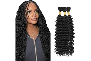 Evaxilc Human Braids Hair #1B Natural Black Color Deep Wave No Weft Unprocessed Virgin Bulk Human Hair Braiding For Woman 50g/bundle Total 150g 18 18 18 Inch