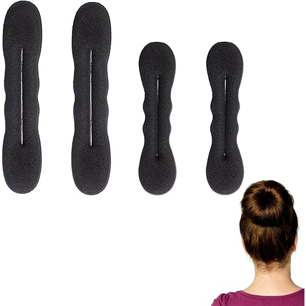 4 Stück Haarknotenformer Aus Schwamm (braun) – 2 Große + 2 Kleine, Für Dutt & Hochsteckfrisuren, Einfach Zu Drehen