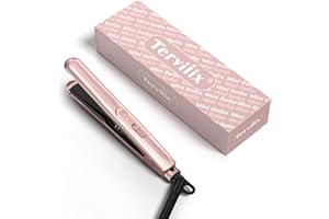 ‎TERVIIIX Terviiix Mini-Haarglätter, Keramik-Mini-Glätteisen für kurzes Haar/Locken, Pony, leicht und tragbar, kleine Glätteisen, weltweite Spannung für Reisen, Aufbewahrungstasche, Roségold