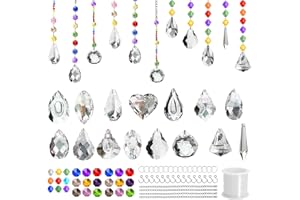 Atrapasoles Cristal ZHSIHAI 15PCS Colgante de Cristal Arcoíris Prismas de Bola de Cristal Crystal Suncatcher Ornamento Colgante para Colgar en Casa,Jardín,Oficina