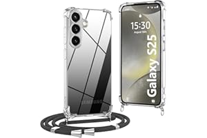 OLEPHY Handykette kompatibel mit Samsung Galaxy S25 Hülle, Necklace Hülle mit Band Handyhülle für zum Umhängen, Soft Transparent Schutzhülle mit Schnur [Stoßfest] [Längenverstellbar], Schwarz