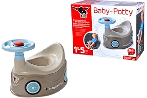 BIG Spielwarenfabrik- Grand Pot d'apprentissage au Design de Voiture Bobby avec Volant Dossier Haut, Insert Amovible, pour Enfants à partir de 18 Mois, 800054801, Gris