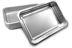 DELAHUNT CATERING SUPPLIES 20 Pack - Disposable Aluminium Foil Baking Trays, Smoothwall Tray Bakes, Small-Medium Containers for Baking, BBQs, Brownies, Cooking, Roasting, Storage 26cm x 17.7cm x 3.6cm