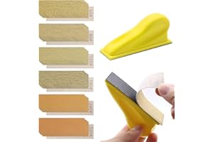 VIBRATITE Lot de 61 Feuilles de Papier Abrasif avec Bloc de Ponçage, Grain 60/80/120/180/240/320 Autoagrippant Patins Papier Abrasifs pour Ponçage et Polissage