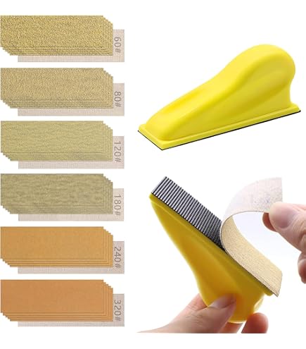 SenmaiTools 45-Sheet Wet & Dry Sandpaper Set With Hand Sanding Block – 15 Grits 40-5000, Waterproof, Wood Metal Auto Polishing