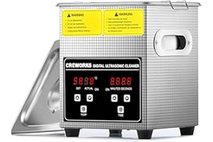 CREWORKS 2L Nettoyeur à Ultrasons 60W Bac Ultrasons 40kHz Professionnelle avec Fonction Minuterie et Chauffage en Acier Inoxydable 304 pour Bijoux Montres Lunettes