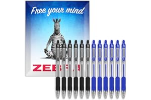 ZEBRA PEN Zebra Z-Grip Retractable Ballpoint Pen - Black & Blue Ink - Pack of 12 in Zebra Branded Envelope Gift Packaging