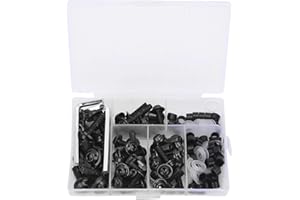 YUECOOM 158 unids/set Kit de llave de junta de tornillos de carenado Universal, Kit de tornillos de carenado de aluminio ABS nuevo Universal para motocicleta(Negro)