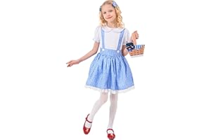 CosExpress Dorothy Costume Kids, World Book Day Costumes for Gilrs, Wizard of Oz Dorothy Costume for School Book Week