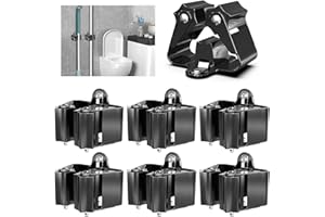3-H Colgador Escobas Tornillo Fuerte 6 Piezas, Soporte Escobas Pared Acero Inoxi Colgador Escobas y Fregonas Impermeable, 5KG Antideslizante Rodillo Estable para Baño, Garaje, Jardín, Cocina(Negro)