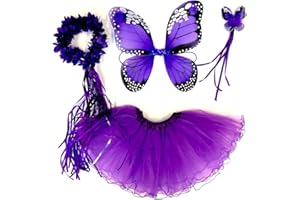 Tante Tina Girls’ Butterfly Fairy Costume, 4-Piece Set Includes Fairy Wings / Butterfly Wings, One Size