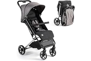 MS BabyWorld - Poussette Keo - Poussette Bébé Ultralégère et Compacte - Jusqu'à 22 kg, Canopy Extensible et Pliage Type Livre Noir