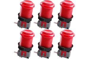 Hikig 6X Happ Pulsante Arcade 30mm con Microinterruttore Kit Arcade Fai da Te per Mame Jammae PC Games e Raspberry Pi Project (Rosso)