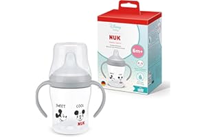 NUK Perfect Match Vaso de Aprendizaje Bebe | 6+ meses | 150 ml | Vaso antiderrames para niños pequeños | Asas antideslizantes | Disney El Ratón Mickey | 1 unidad