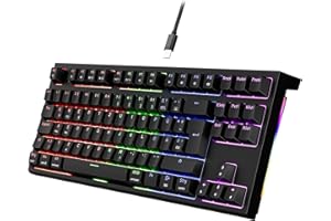 Newmen GM870 TKL Gaming Tastatur,Mechanische Tastatur mit Kabel,75% RGB LED Beleuchtung Hot Swap Anti Ghosting USB Mini 88 Tasten Keyboard für PC/Win/Mac,Deutsches QWERTZ Layout,Schwarz,Rote Schalter