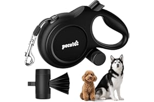 Pecute Laisse Chien Enrouleur, New Classic Laisse Enrouleur 8m, avec Un Boutton S'arrêter Bloquer Jusqu'à 50Kg pour Moyen et Grand Chiens, Noir