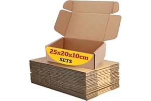 MOVEBOXCOMPANY MBC Pack of 10 Shipping Boxes, Maxi Letter Boxes, Foldable, with Lid, 25 x 20 x 10 cm, Small Shipping Boxes for Goods Shipment, DHL Size S