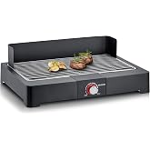 Severin PG 8565 Table Grill with Stainless Steel Grill for Indoor and | Fast Heat-up Time, 500&deg;F, for Indoor and Outdoor Use,