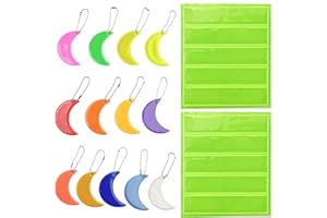Eozighi 13 Piezas Luna Colgantes Reflectores 13 Colores Colgante Reflector Seguridad Reflector Colgante Reflectante con Cinta Reflectante Adhesiva para Ciclismo, Caminar, Correr