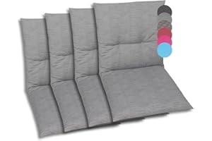 GO-DE Textil Bequeme und attraktive Polsterauflagen für Niederlehner-Gartenstühle (4er-Set, Uni Grau, Niederlehner)