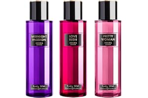Aoura London Women's Body Mist Love Rush, Pretty Woman, Midnight Passion Body Spray, Mixed Fragrance Bundle, 220 ml (Pack of 3)