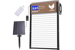 YOARMYT 2024 Aktualisierung Automatische Hühnerklappe Solar, Elektrische Aluminum Hühnerklappe Rolltor mit Großes LCD Display, IP 4X wasserdicht, Hühnertür Automatisch mit Lichtsensor, Timer, Fernbedienung