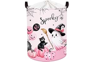 HUUMONSS Spooky Halloween kosz do przechowywania dla niemowląt, duch, nietoperz, dynia, składane ubrania, kosz na pranie dla dzieci, duży kosz na zabawki dla chłopców i dziewcząt, do pokoju