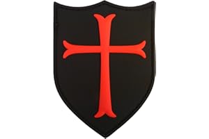 LEGEEON Knight Templar Crusader Cross PVC Patch (red and black)