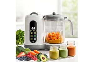 SH-RuiDu 4 in 1 Automatic Baby Food Maker, 450W Multifunctional Homemade Food Processor with Steamer, Puree Blender, 4 Preset Menus, Touch Screen Control, 50-400ml Capacity for Healthy Baby Meals