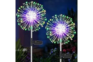 Cozymeow Lampe Solarire Exterieur Jardin, 2 Pièces 150 LED Feu d'artifice Solaire, IP65 Étanche 8 Modes Feu d Artifice Exterieur Solaires pour Jardin Patio Terrasse Chemins Décoration - Multicolore