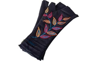 Vishes - alternative Bekleidung - Bestickte Damen Handschuhe Stulpen mit Daumen Fleece Gefüttert