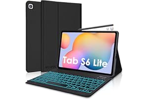 IVEOPPE Samsung Galaxy Tab S6 Lite etui z klawiaturą, QWERTZ podświetlana, zdejmowana klawiatura Bluetooth z etui do Samsung Tab S6 Lite 10,4 cala 2022/2020 (SM-P610/P613/P615/P619)