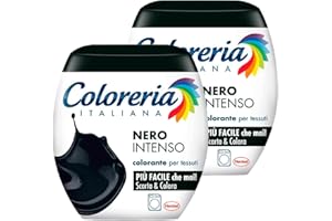 Grey 2x Coloreria Italiana Colorante per Tessuti in Lavatrice Colore Nero Intenso Formula Tutto in Uno - 2 Confezioni Monodose da 350 g