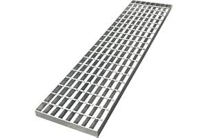 Natotela L1000mmxW250mmxH30mm Driveway Galvanized Metal Grating Steel Channel Drain Grate B125 Heavy Duty Mesh Drainage Gutter Vent for Outdoor Yard Garage Parking Lot Ditch Concrete Forge Walkway