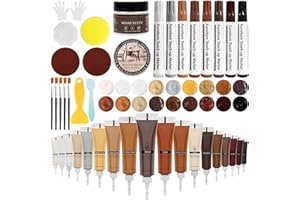 DEWEL Set di Riparazione in Laminato, 18 Colori Stucco per Legno, 8 Pennarello per Legno, kit di Riparazione per Legno - Fori, Graffi