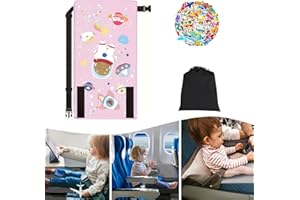 COFLINK Travel Bed for Kids Airplane, Portable Airplane Bed for Toddler Seat Extender with Anti-Slip Design and Aeroplane Stickers, Airplane Footrest Hammock Baby Travel Essentials (Pink)