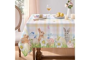 Softalker Easter Table Cloth Colorful Gingham Tablecloths Wipeable 200x140cm Rectangular Spring Floral Tablecloth Small Table Cover for Summer Outdoor Party Birthday Festive Decorations,55x78 inch