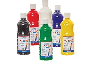 Baker Ross FN163 Ready Mixed Paints Pack A - Pack of 6, Paint Value Pack of Bottles, Paint for Kids