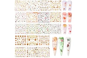 FLOFIA 18 Blätter Nagelsticker Herbst Ahornblätter Wassertransfer Nagelaufkleber Nail Art Sticker Thanksgiving Nagel Tattoos Aufkleber Abziehbilder für Frauen Mädchen DIY Nagel Deko