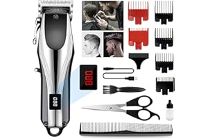 EASY READ REGISTER Tondeuse Cheveux Hommes, Kit Tondeuse Barbe electriques Professionnelle, Sans Fil Tondeuse à Cheveux Rasoir Barbe Tondeuse, Écran à LED, USB Rechargeable, pour Salon de Coiffure et la Famille