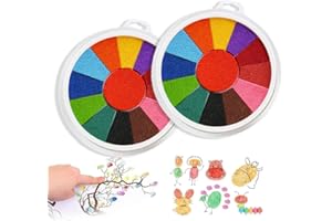 Ceihwa 2 Stück Fingerstempelfarbe Kinder Ungiftig Fingerabdruck Stempelkissen Bunt Washable Stamp Pad Set 13 Colourful Ink Pad Fingerabdrücke Farben für Rubber Stamps DIY Scrapbooking
