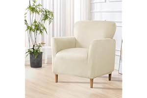 ‎SHANNA SHANNA Bankett Luxus Sesselbezüge: Moderne Samt 1Stück Stuhlhussen Super Weicher Rutschfester Einfarbige Sesselbezug für Wohnzimmer (Beige)