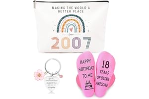ZUFIO Funny 18th Birthday Gift for Girl - 18th Birthday Retro Cosmetic Bag, Personalized Socks, Inspirational Keychain - Gift Ideas for Bestie,Best Friend, Sister (UK-2007)